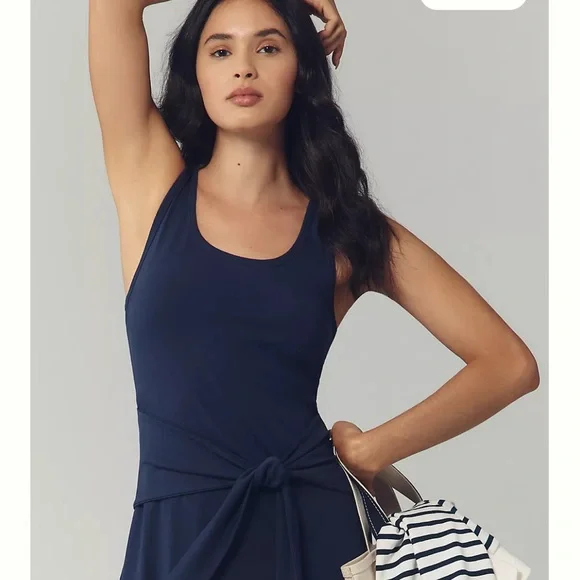 NWT Anthropologie x LSPACE Tie-Waist Blue Maxi Dress Sz M - Picture 9 of 10